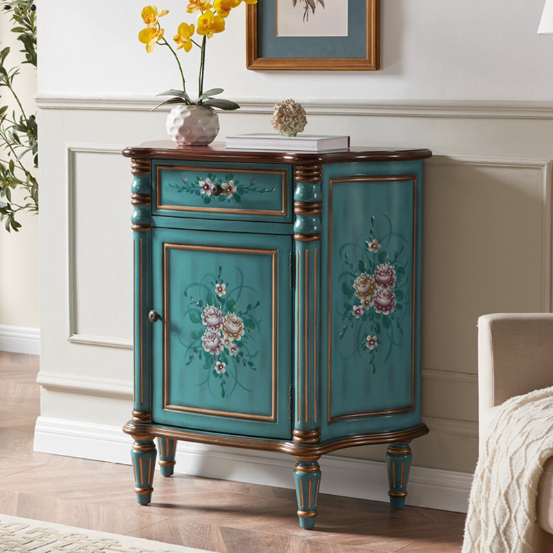 Buffet décoratif vintage rétro semi-circulaire peint à la main