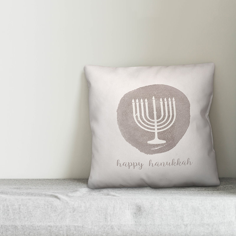  Housse de coussin Watora Menorah, 16 po x 16 po, Polyester/ Bourre en polyester