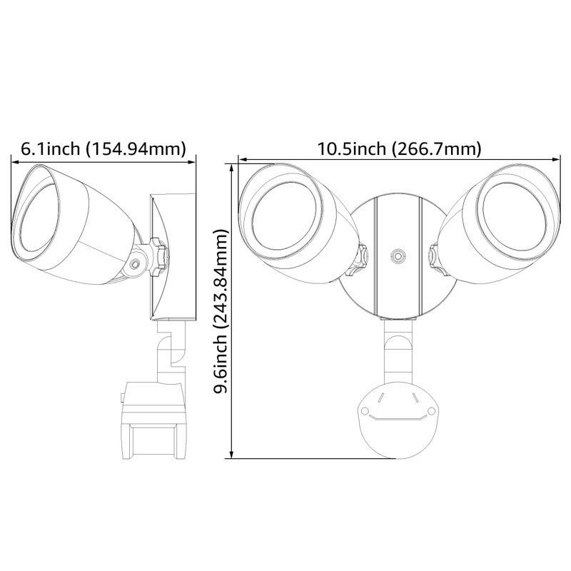 2 Head LED Dusk to Dawn Flood Light, 20W Security Light with Motion Sensor, 4 Modes Lighting, White