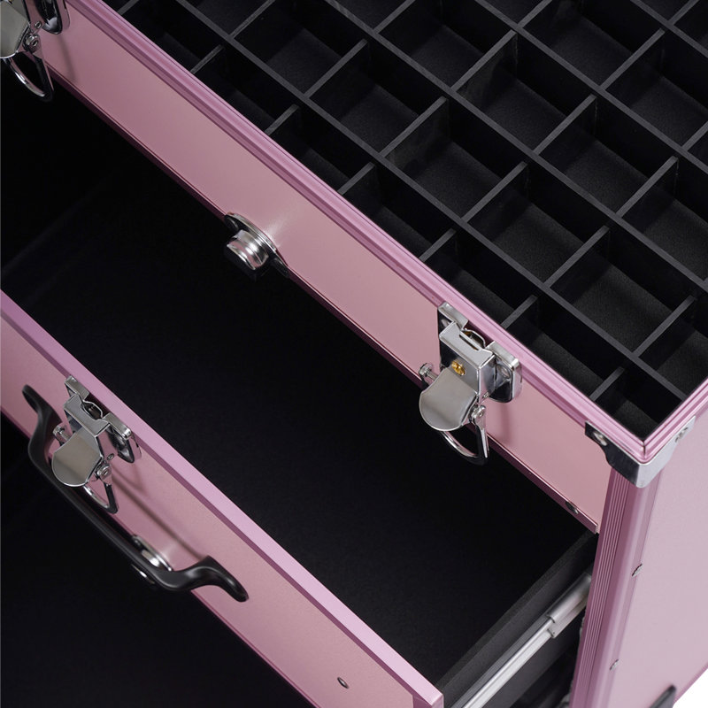 Large Cosmetic Trolley Bin With Locks, Pink