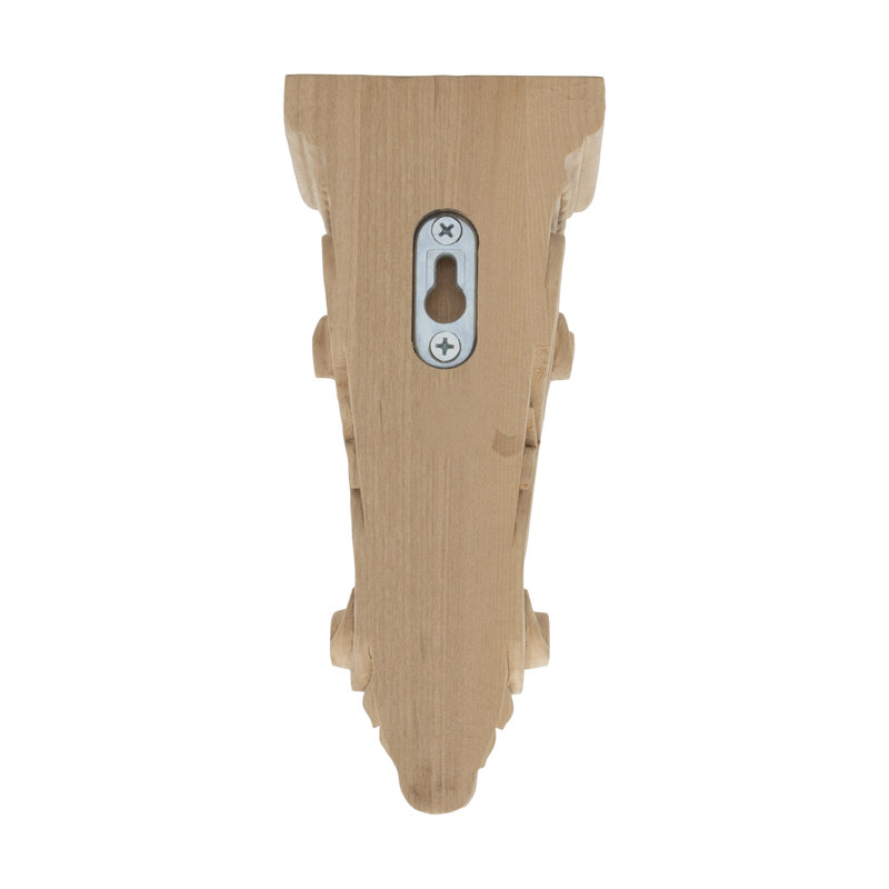 8 in x 3-3/4 in x 2-1/2 in Unfinished X-Small Hand Carved Solid Acanthus Leaf Wood Corbel, Alder