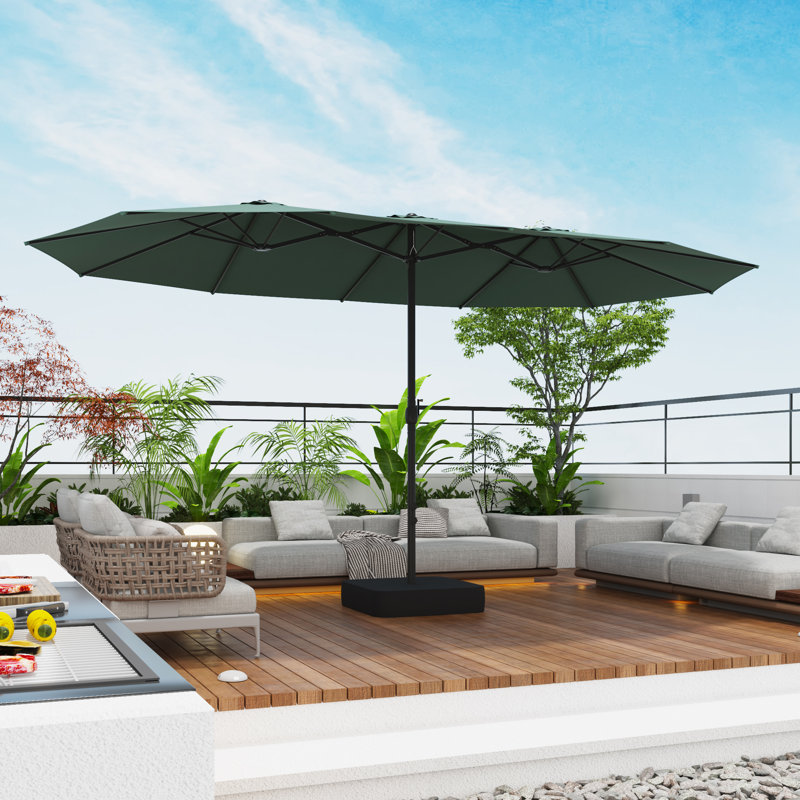 Parasol de patio à double face de 180 po de largeur avec support , Vert menthe