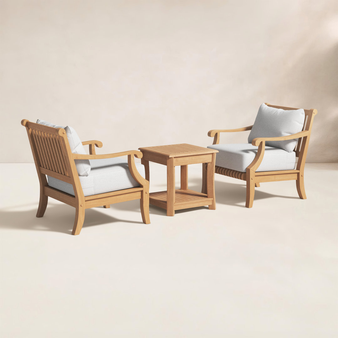 Briarcliff Teak Outdoor 2 - Person Seating Group with Cushions Lark Manor™