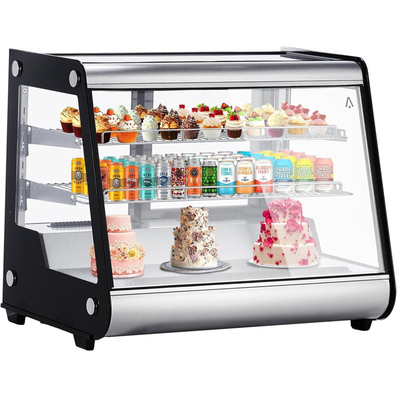 Réfrigérateur de comptoir 5,7 pi. Cu. Réfrigérateur à gâteau, porte en verre trempé, 2 lumières DEL et 2 tablettes réglables pour un café de boulangerie