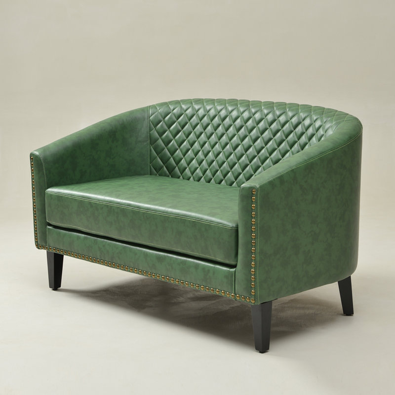 Petite causeuse rembourrée en similicuir Oscar, Vert