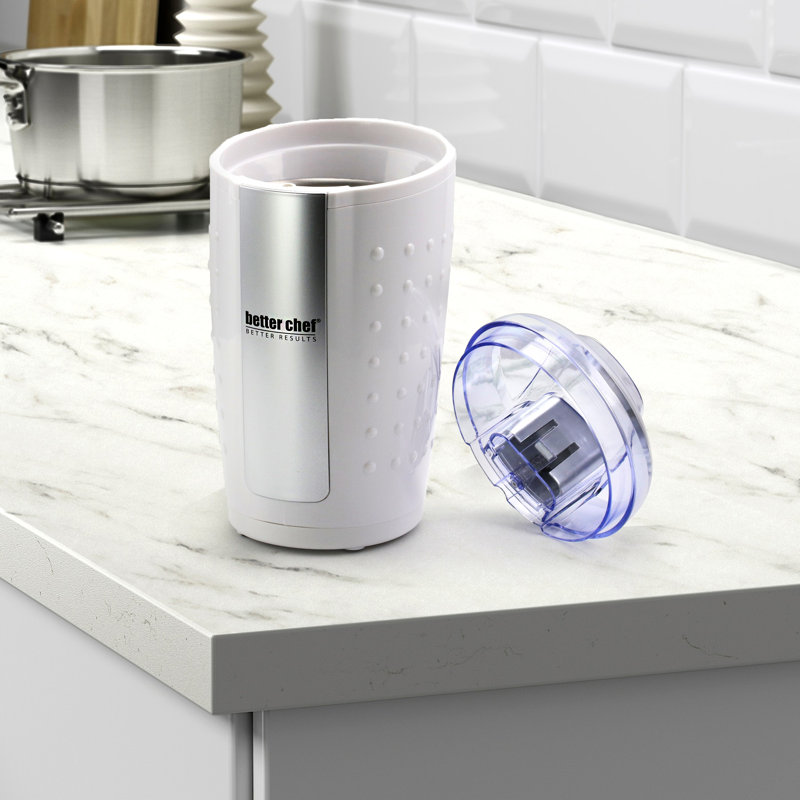 Better Chef Stainless Steel Electric Blade Coffee Grinder, White