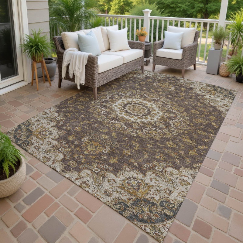Tapis lavable à la machine intérieur / extérieur ACN2543 Global Chantille, Chocolat, 9 pi x 12 pi
