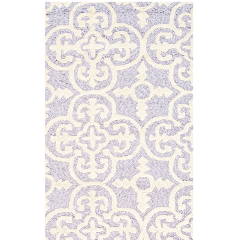 Tapis lavande / ivoire en laine touffeté à la main Clapham, Rectangle 9 pi x 12 pi