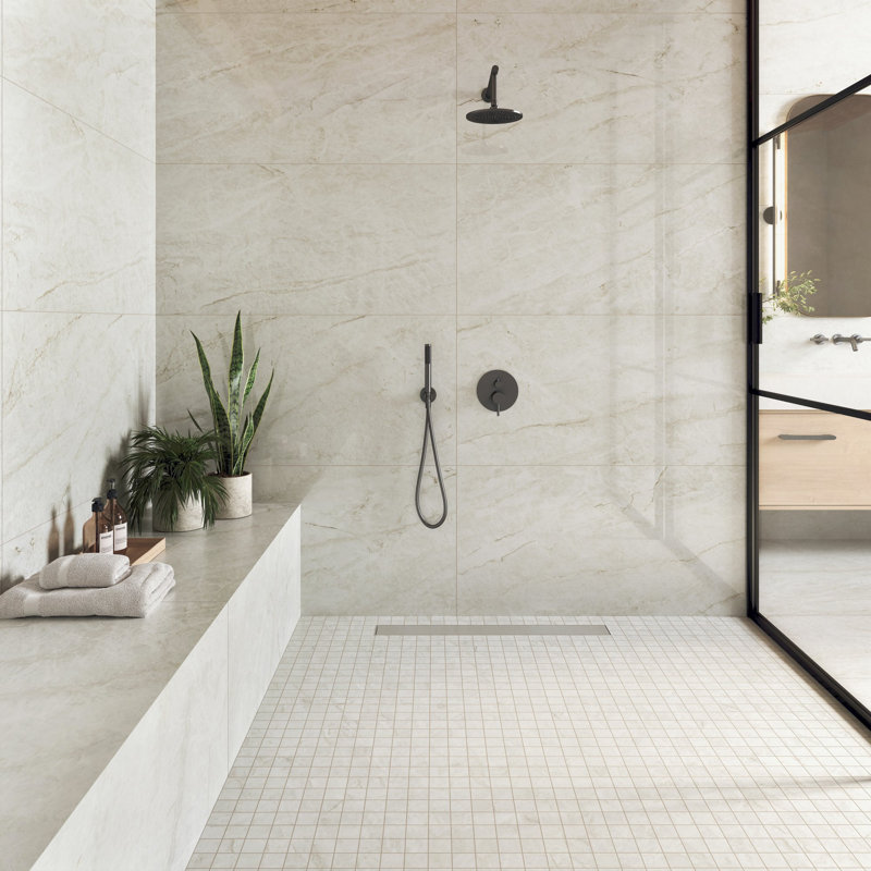 Precious Marble 2 in. x 2 in. Matte Porcelain Marble-Look Mosaic Tile (9.69 Sq. Ft. / Case), Taj Mahal Light