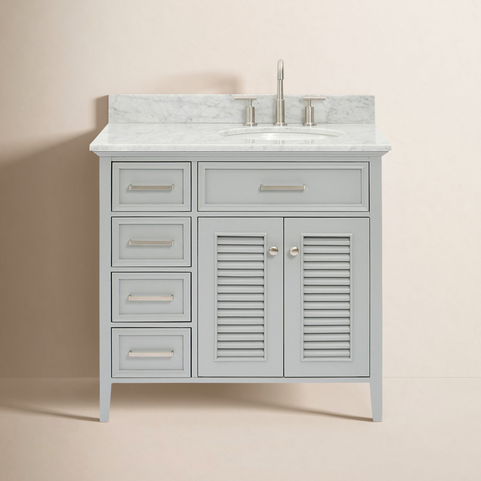 37'' Single Bathroom Vanity, Gray, Left