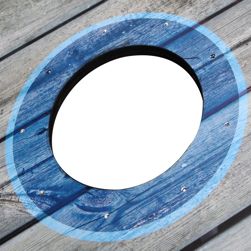 Distressed Wood LED Cornhole Set with Blue and White Bean Bags