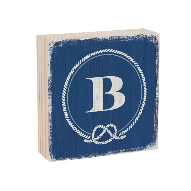Coastal Wooden Plock Monogram Nautical 6" B