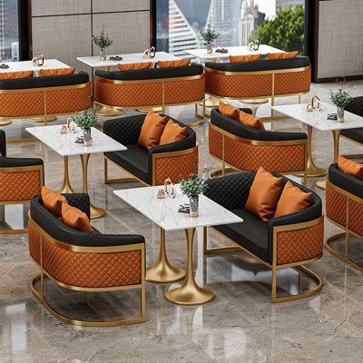 Restaurant Bar Cafe Bakery Light Luxury Bench Faux Leather Upholstered Bench