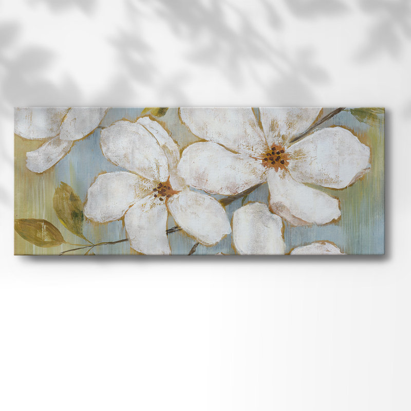 Fleurs blanches, H 24 po x l 60 po x P 1,5 po