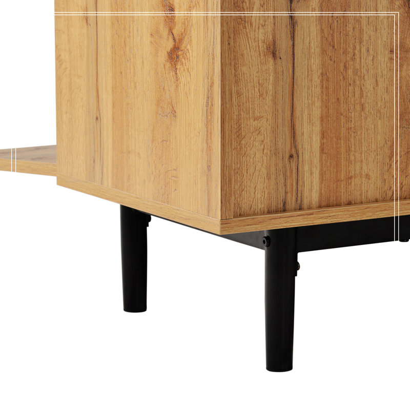 Blagden Modern TV Stand for 80'' TV with 3 Doors Media Console Table Entertainment Center with Storage Cabinet, Natural Wood