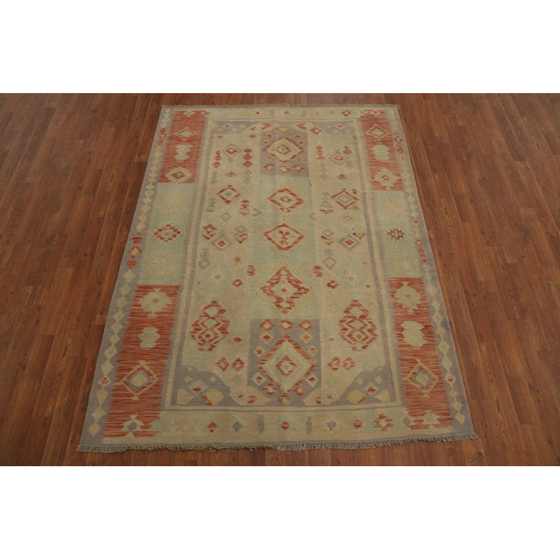 Earth Tones Wool Kilim Flat Weave Rug 5x6