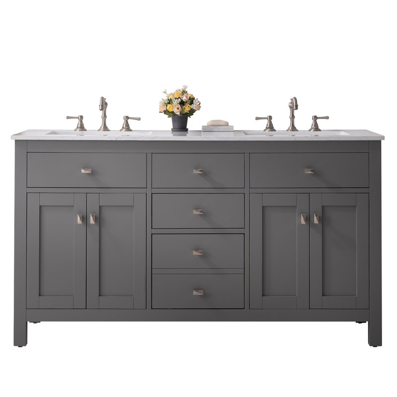 Meuble-lavabo de 44 po blanc et chêne, Gris