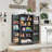 Farmhouse Kitchen Pantry with 10 Door Shelves ,Wood Storage Pantry Cabinet with Magnetic Barn Doors & Adjustable Shelves-1958694036
