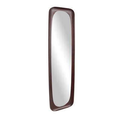 Wood Oval Minimalistic Room Wall Mirror