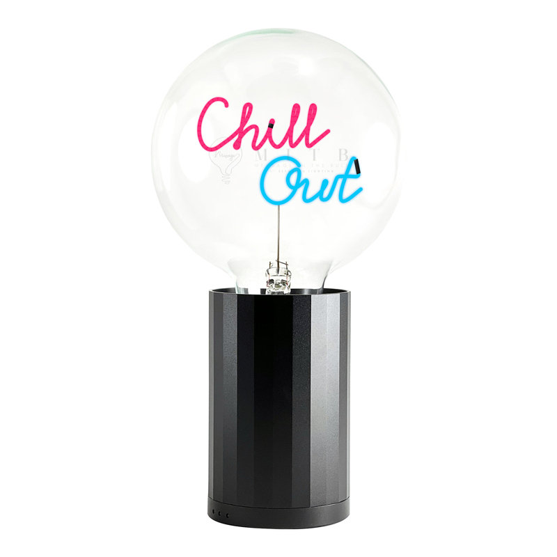 Ampoule CHILLOUT rouge / bleu avec lampe de table portative, Noir, Métal métal