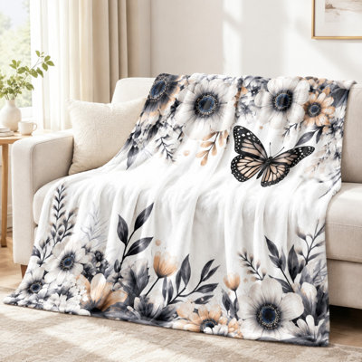 Couverture en flanelle Butterfly Floral