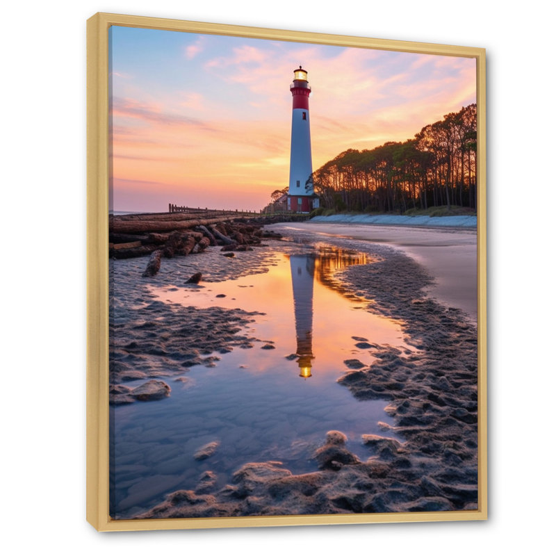 Phare, île de chasse, Caroline du Sud, reproduction sur toile, H 44 po x l 34 po x P 1,5 po, Cadre naturel flottant