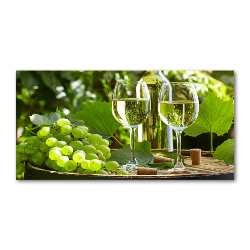 White Wine And Fruits - No Frame Print on Canvas