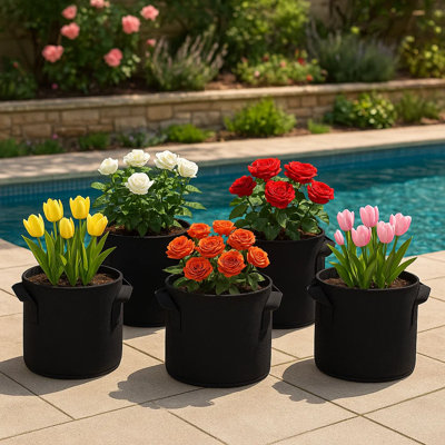 11.8″ 10-Gallon Black Fabric Grow Bag – Heavy-Duty Extra-Large Planter Pot for Vegetables, Tomatoes & Root Plants