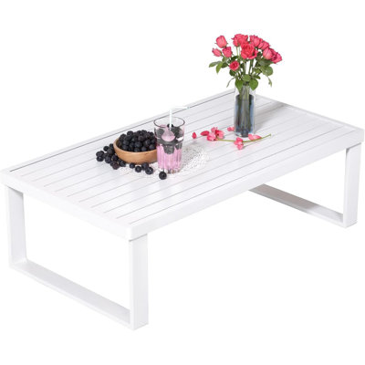 Aluminum Outdoor Coffee Table - Rectangle Patio Tables for Deck, and Poolside