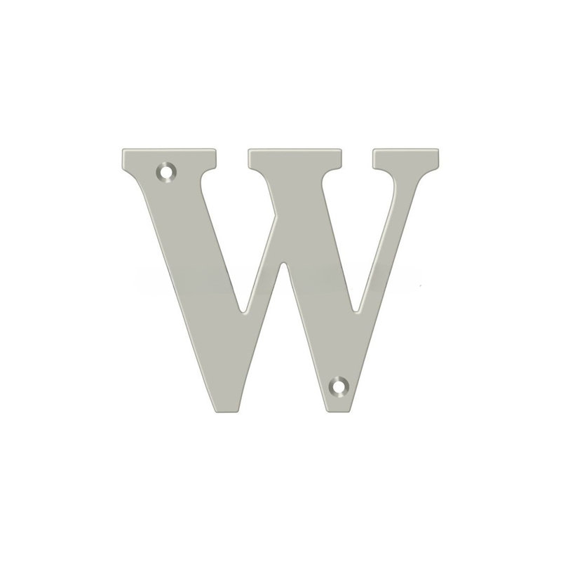 4" H Brass House Letter, W, Lifetime Brass