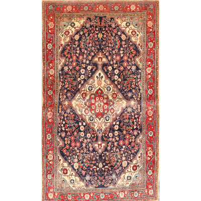 Rouge foncé/Tapis décoratif bleu
