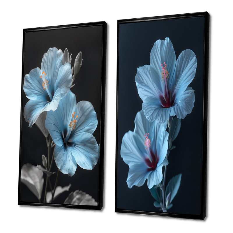 «Blue Crystal Hibiscus Botanical Beauty III - Hibiscus Wall Art», ensemble de 2 pièces, H 28 po x l 24 po