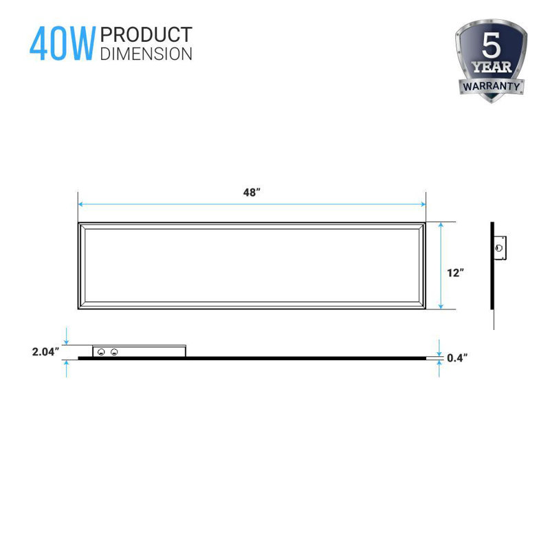 Dimmable Rectangle Flat Panel Ceiling Light, 4000K