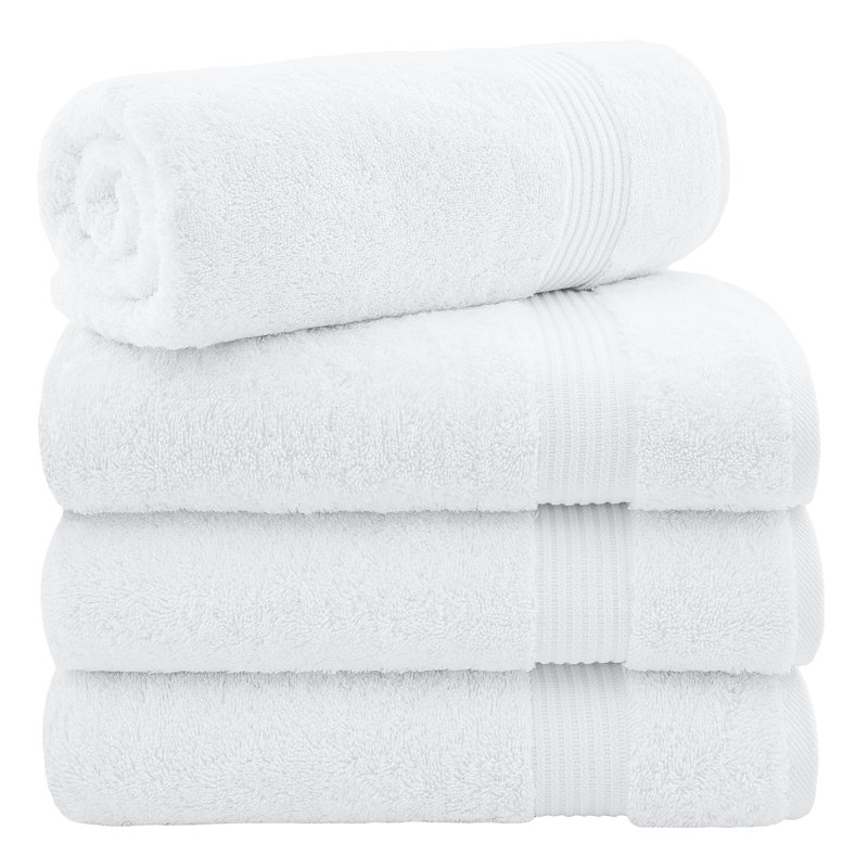 100% Cotton Turkish  4 Piece Bath Towel Set, Soft and Absorbent Bathroom Towels, White