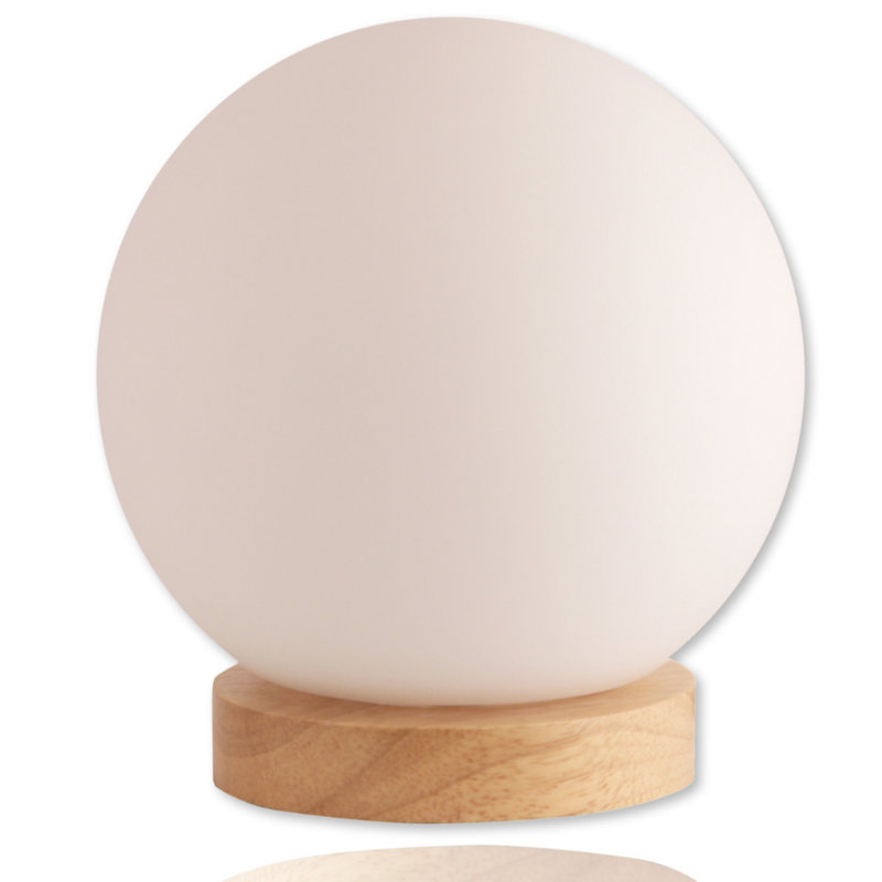 Anwesha 6.3" Natural Wood Bedside Glass Globe Table Lamp