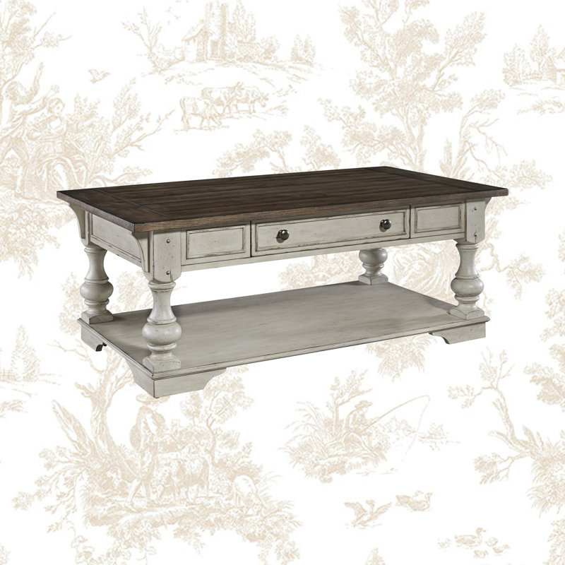 Morgan Creek Antique White Rectangular Coffee Table with Storage