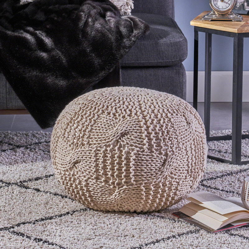 Moran Upholstered Pouf, Beige