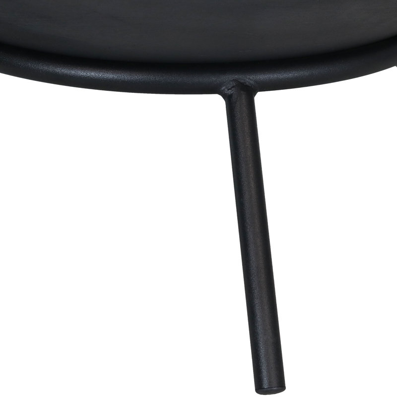 Eckard 22" Round Wood-Burning Black Finish Cast Iron Raised Fire Pit Bowl with Stand