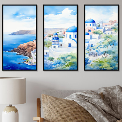 Grèce, vue sur la côte de Santorin II - Grèce, art mural