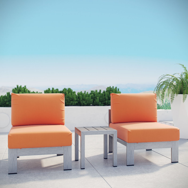 Ensemble de 3 canapés modulaires d'extérieur en aluminium Shore, Orange