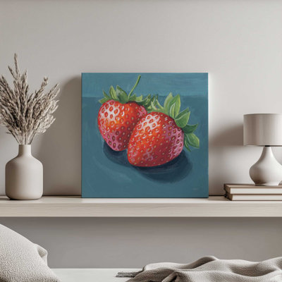 Strawberry Couple Portrait By Kate Jarvik Birch Canvas Art Print