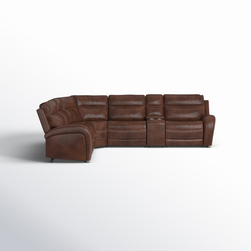 Canapé modulaire inclinable électrique en cuir l 130 po avec port USB Britaney