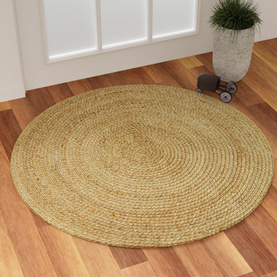 Kayleigh Hand-Braided Jute Area Rug, Off White/Natural