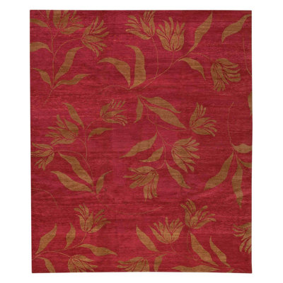Wool Floral Area Rug in Brown/Pink
