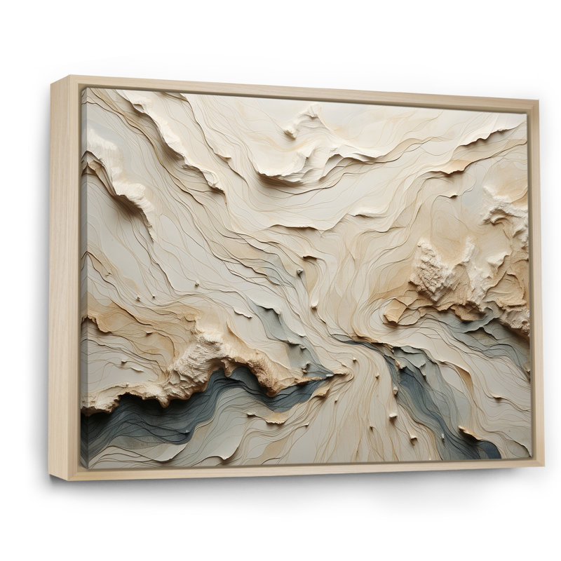 Beige minimalisme River Mountain Wonders - impressions sur toile River Mountain, Cadre naturel flottant, H 24 po x l 32 po
