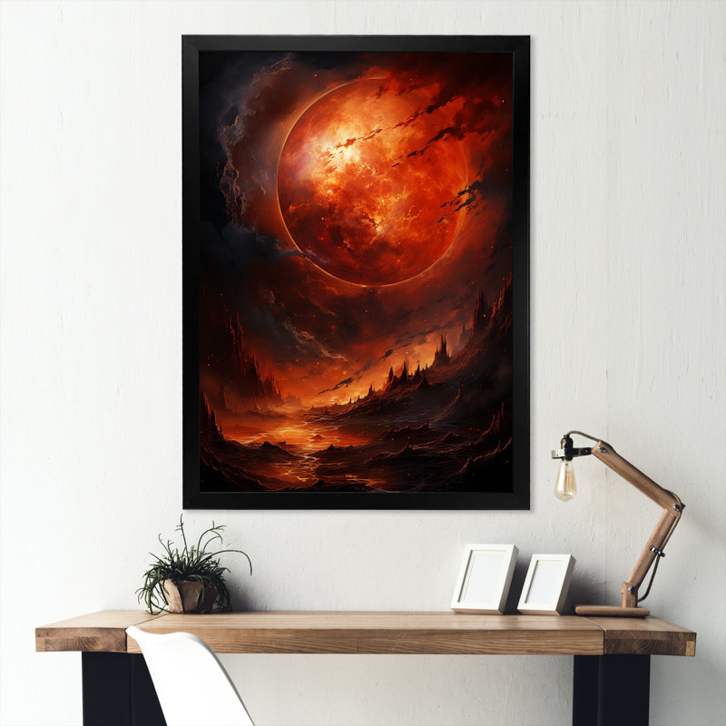Marron et harmonie cosmique de Mars, Cadre simple noir, H 32 po x l 24 po x P 1 po