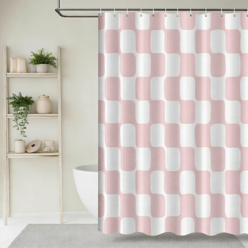 Ensemble de rideau de douche Retro, Rose