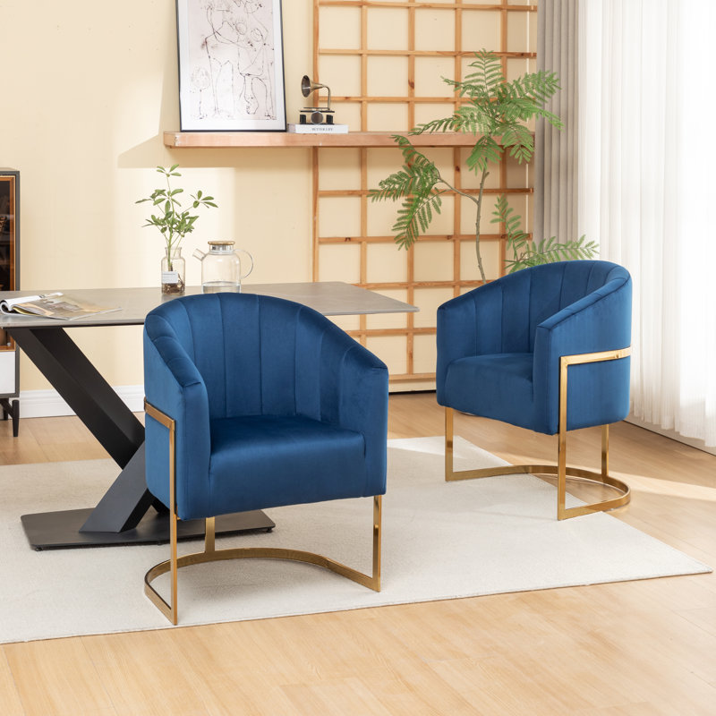 Sistrunk 19" Tufted Metal Frame Velvet Upholstered Dining Chairs, 4, Green
