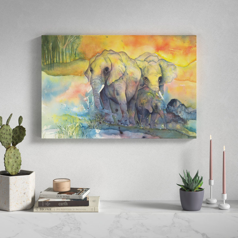 Éléphants, H 24 po x l 36 po x P 1,25 po