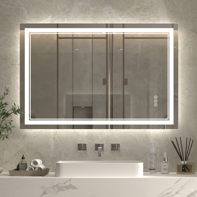 Wall Mount Anti-Fog Frameless Lighted Bathroom Mirror/ LED Bathroom Mirror, 32" x 40", Rectangle